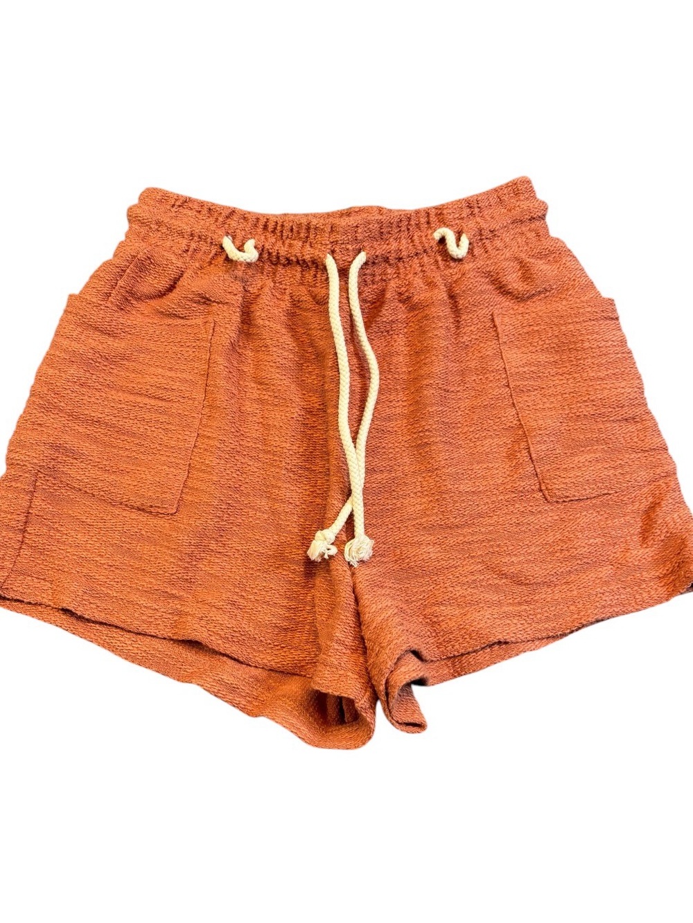 Roxy Sunny Coast Textured Gauze Shorts Burnt Orange Rust Drawstring Size M